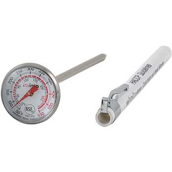 Winco Pocket Test Thermometer, 50&#176;F to 550&#176;F, 1&quot; Dial Face, 5&quot; Probe length