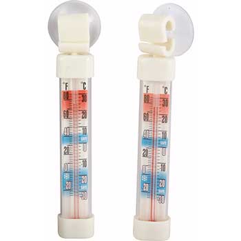 Winco Freezer/Refrig Thermometer Suction Cup, -26&#176;F to 86&#176;F Range, 2 7/8&quot;L x 5/8&quot; W, 2/PK