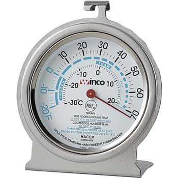 Winco Freezer/Refrigerator Thermometer, 3&quot; x 1 1/8&quot;, -20&#176;F to 70&#176;F Range