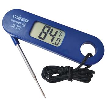 Winco Folding Probe Digital Thermometer, 1-3/8? Display, -40&#176;F to 450&#176;F, Blue