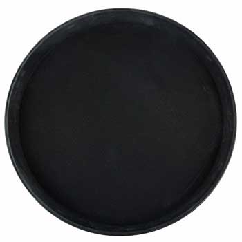 Winco Easy Hold Rubber Lined Tray, Plastic, Round, 11&quot; Dia, Black