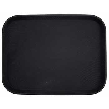 Winco 14&quot; x 18&quot; Easy Hold Rubber Lined Tray, Black, Rectangular