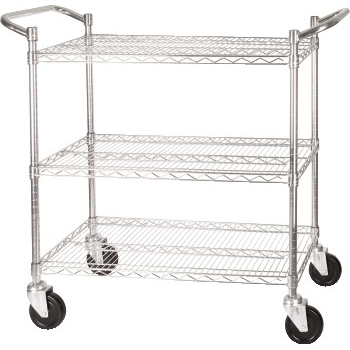 Winco Wire Shelving Cart, 3-Tier, Chrome Plated, 24&quot; x 48&quot;