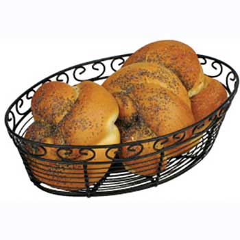 Winco Bread/Fruit Basket, Black Wire, Oval, 10&quot; x 6-1/2&quot; x 3&quot;H