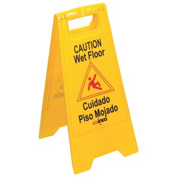 Winco Wet Floor Caution Sign, Fold-out, 12 x 25&quot;, Yellow