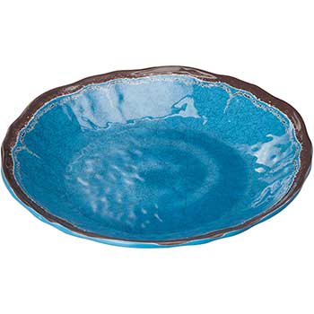 Winco 9 5/8&quot; Melamine Hammered Deep Plate, Blue, 24/CS
