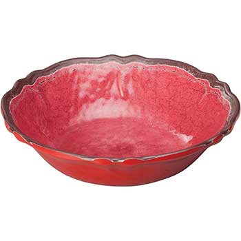 Winco 13 3/4&quot; Melamine Hammered Bowl, Red, 12/CS