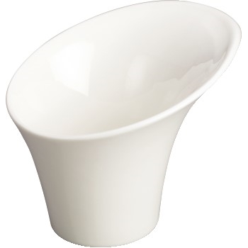 Winco Rimini™ Creamy White Porcelain Angled Snack Cup, 5&quot; Dia x 3 3/4&quot;, 24/CS
