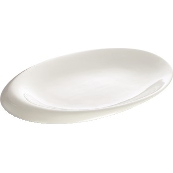 Winco Ocea™ Creamy White Porcelain Oval Bowl, 14&quot; x 10 1/4&quot;, 12/CS
