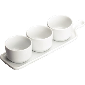 Winco Newry™ Durable Trio Tapas Set, 12&quot; L x 3.5&quot; W, Porcelain, White, 12/Case