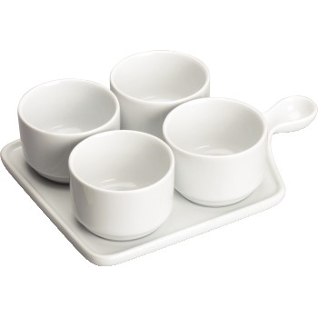 Winco Newry™ Durable White Porcelain Quartet Tapas Set, 9 3/4&quot; x 6 3/4&quot;, 12 /CS