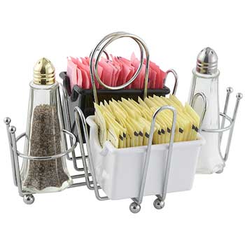 Winco Condiment Holder, Salt/Pepper/Sugar Packets, Chrome Plated Wire