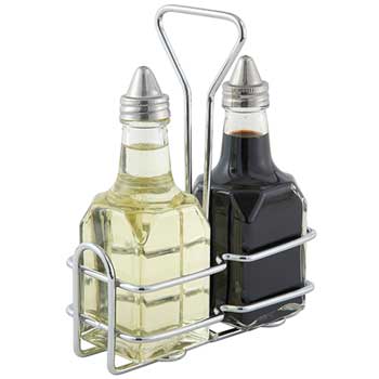 Winco Cruet Rack for 6oz Oil/Vinegar Bottles, Chrome Plated Wire
