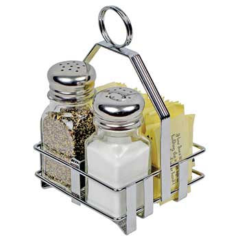 Winco Condiment Holder, Salt/Pepper/Sugar Packets, Chrome Plated