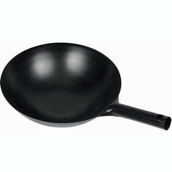 Winco 14&quot; Carbon Steel Wok, Integrated Hdl, Black