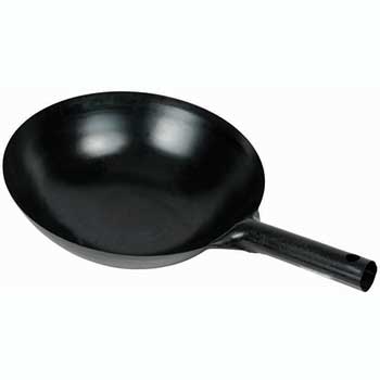 Winco 16&quot; Carbon Steel Wok, Integrated Hdl, Black