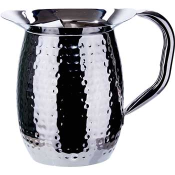 Winco 3 Quart Deluxe Bell Pitcher with Ice Catcher, Hammered