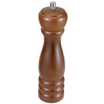 Winco 8&quot; Traditional Pepper Mill, Oak Finish