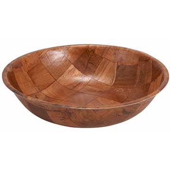 Winco Salad Bowl, 20&quot; Dia, Wood, Brown