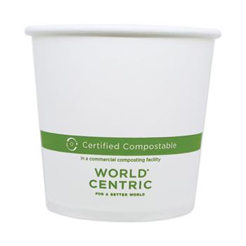 World Centric Bowls, Paper, Round, 24 oz, 4-2/5&quot; D, White, 500/Carton
