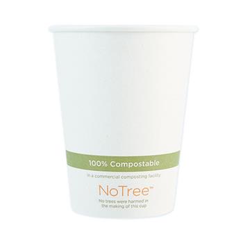 World Centric NoTree Hot Cups, 12 oz, Paper, Natural, 1000/Carton
