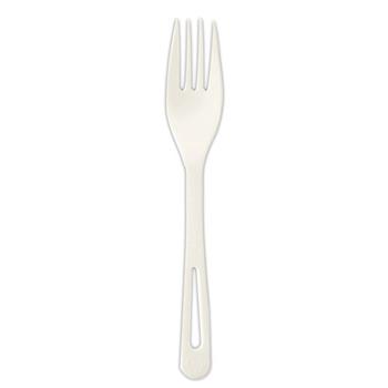 World Centric TPLA Compostable Cutlery, Fork, 6.3&quot;, White, 1,000/CT