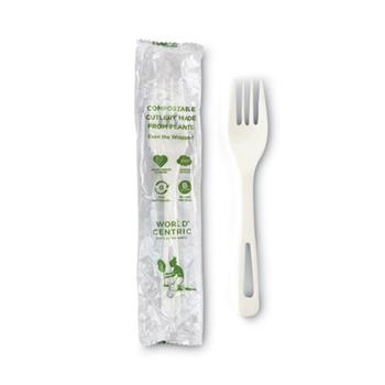 World Centric TPLA Compostable Cutlery, Fork, 6.3&quot;, White, 750/CT