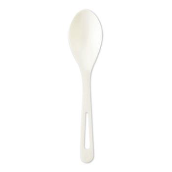 World Centric Compostable Spoons, Plastic, 6&quot; L, White, 1000 Spoons/Carton