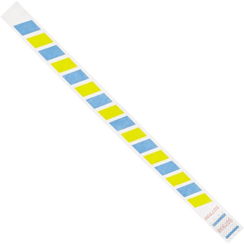 W.B. Mason Co. Tyvek Wristbands, 3/4&quot; x 10&quot;, Stripes, Blue/Yellow, 500/CS