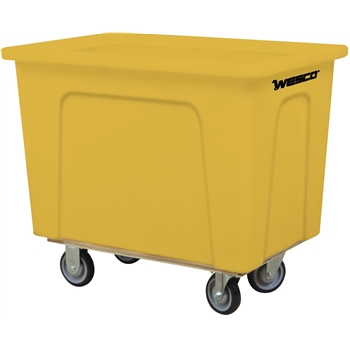 Wesco Plastic Box Truck, 8 Bushel Yellow, 5&quot; Polyurethane Casters