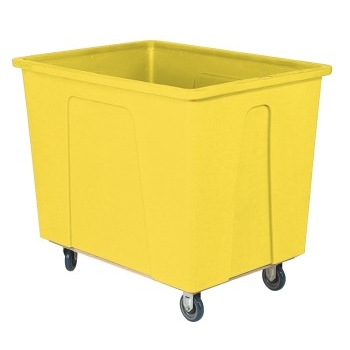 Wesco Plastic Box Truck, 20 Bushel Yellow, 5&quot; Polyurethane Casters