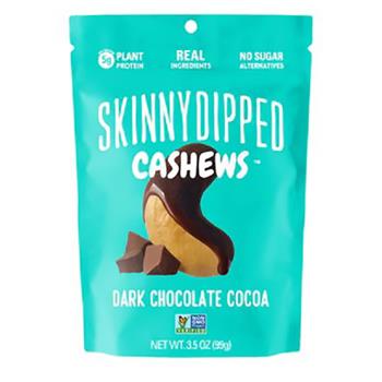 SkinnyDipped Cashews, Dark Chocolate Cocoa, 3.5 oz, 10 Bags/Case