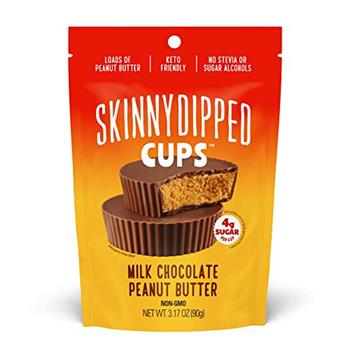 SkinnyDipped Peanut Butter Cups, Milk Chocolate, 3.2 oz, 10 Bags/Case