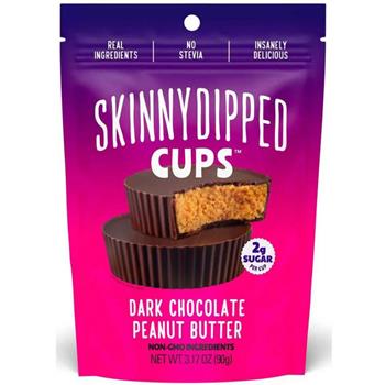 SkinnyDipped Peanut Butter Cups, Dark Chocolate, 3.2 oz, 10 Bags/Case