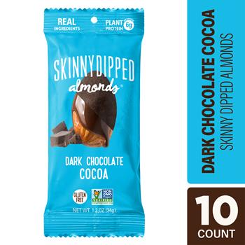 Skinny Dipped Almonds Gluten Free Dark Chocolate Cocoa, 1.2 oz, 10/Box