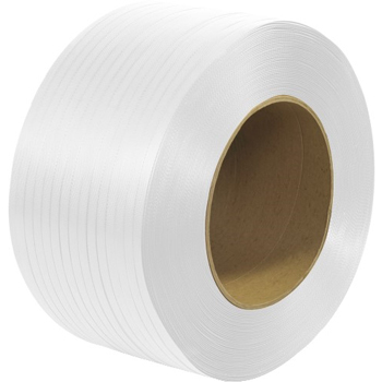 W.B. Mason Co. Polypropylene Strapping, Machine Grade, Embossed, 9 in x 8 in Core, 3/8 in x .020 in x 12,900 ft, White