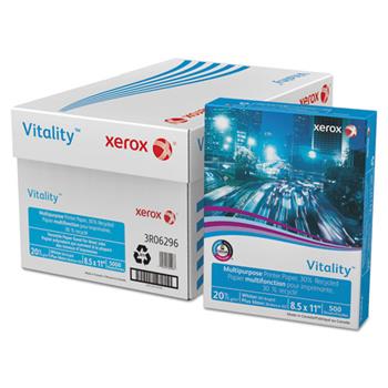 Xerox Vitality 30% Recycled Multi-Purpose Printer Paper, 92 Bright, 20 lb, 8.5&quot; x 11&quot;, White, 500 Sheets/Ream