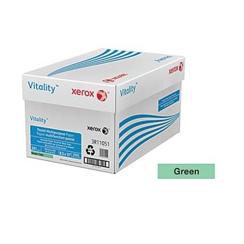 Xerox&#174; Vitality Pastel Multipurpose Paper, Green, Wove, 20 lb., 8 1/2&quot; x 11&quot;, 5000/CT