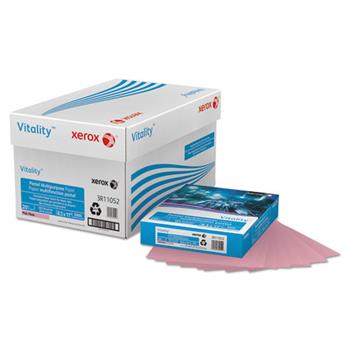 Xerox Vitality Pastel Multi-Purpose Colored Paper, 20 lb, 8.5&quot; x 11&quot;, Pink, 500 Sheets/Ream