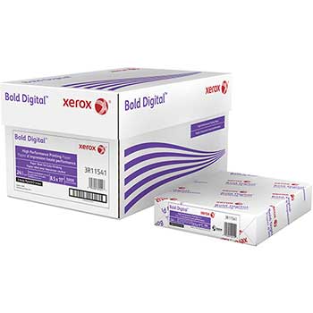 Xerox Bold 3-Hole Punched Digital Paper, 98 Bright, 24 lb, 8.5&quot; x 11&quot;, White, 500 Sheets/Ream, 10 Reams/Carton