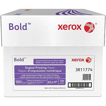 Xerox Bold Cover Stock, 98 Bright, 100 lb, 8.5&quot; x 11&quot;, White, 250 Sheets/Ream, 6 Reams/Carton