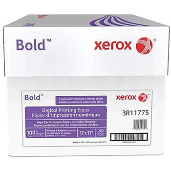 Xerox Bold Cover Stock, 98 Bright, 100 lb, 11&quot; x 17&quot;, White, 250 Sheets/Reams, 3 Reams/Carton
