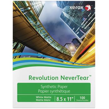 Xerox Revolution NeverTear, 98 Bright, 8 mil, 8.5&quot; x 11&quot;, White, 100 Sheets/Ream, 5 Reams/Carton