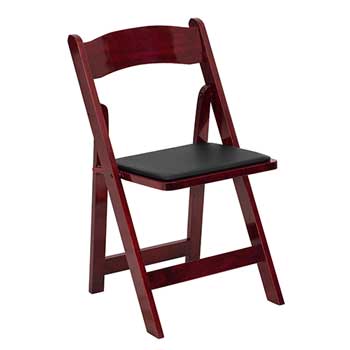 Flash Furniture HERCULES Series Mahogany Wood Folding Chair with Vinyl Padded Seat