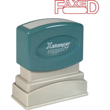 Xstamper ECO-GREEN Title Message Stamp, FAXED, 0.5&quot; x 1.62&quot;, Pre-Inked/Re-Inkable, Red