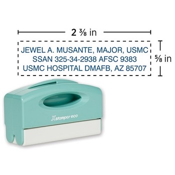 Xstamper&#174; ECO-GREEN Custom Message Stamp, N42, Pre-Inked/Re-Inkable, 2 3/8&quot; x 5/8&quot;