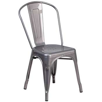 Flash Furniture Indoor Stackable Chair, Metal, Clear Coated