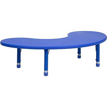 Flash Furniture Half-Moon Height Adjustable Activity Table, 35&quot; W x 65&quot; L, Plastic, Blue