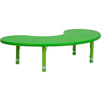Flash Furniture Half-Moon Height Adjustable Activity Table, 35&quot; W x 65&quot; L, Plastic, Green