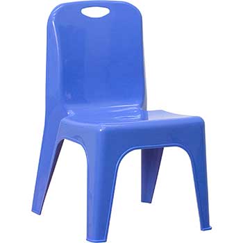 Flash Furniture Stackable School Chair with Carrying Handle, 11&quot; Seat Height, Plastic, Blue